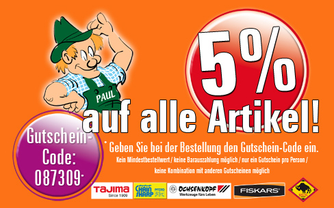 5% Rabatt auf das gesamte Sortiment